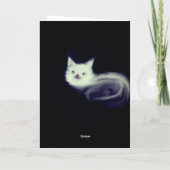 神秘的な白い猫のグリーティングカード – 青い目の猫 箔グリーティングカード (裏面)