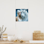 神秘的な白い虎と女 ポスター (キッチン)