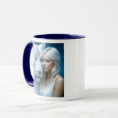 神秘的な白い虎と美しい女性 マグカップ (正面左)