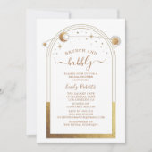 神秘的な白い金ゴールドシナブライダルシャワー 招待状 (正面)