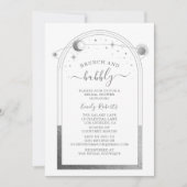 神秘的な白い銀の天空のブライダルシャワー 招待状 (正面)