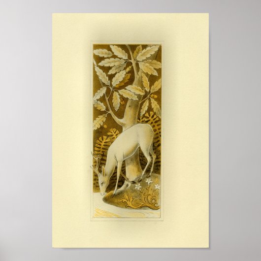 神秘的な白い鹿の森の中1877プリント ポスター (正面)