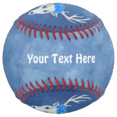 神秘的な白い鹿ヘッドビッグ〔雄ジカの〕枝角バラブルー ソフトボール (正面)