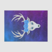 神秘的な白い鹿ヘッドブルーバラスタースカイ 薄葉紙 (正面)