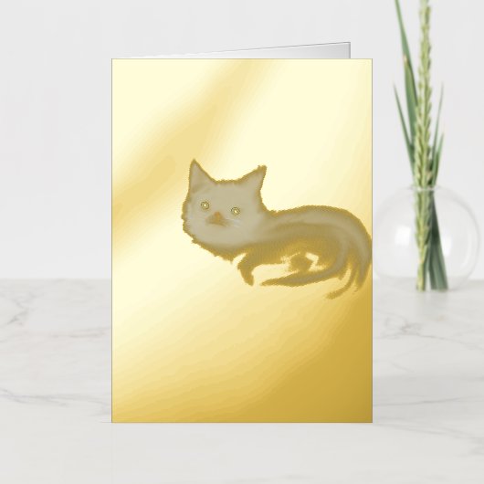 神秘的な白子猫グリーティングカード - 青い目の猫 箔グリーティングカード (正面)