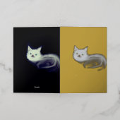 神秘的な白子猫グリーティングカード - 青い目の猫 箔グリーティングカード (外側レイダウン)