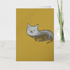 神秘的な白子猫グリーティングカード - 青い目の猫 箔グリーティングカード