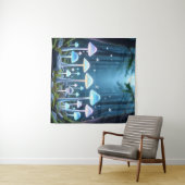 神秘的な白熱［赤熱］光を放つキノコ タペストリー (インサイチュ(横))