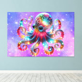 神秘的な白熱［赤熱］光を放つタコ キャンバスプリント (インサイチュ (ウッドフロア))