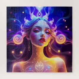 神秘的な白熱［赤熱］光を放つ女神ポートレートジグソーパズル ジグソーパズル