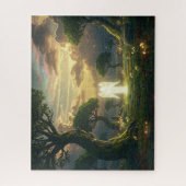 神秘的な白熱［赤熱］光を放つ庭の聖なる未知の天使 ジグソーパズル (縦)