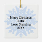 神秘的な白猫と青い目のクリスマス セラミックオーナメント (裏面)