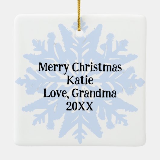 神秘的な白猫と青い目のクリスマス セラミックオーナメント (裏面)