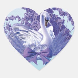 神秘的な白鳥 ハートシール