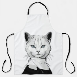 神秘的な白黒のサレムの猫 エプロン