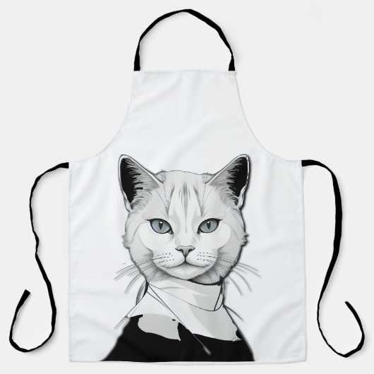 神秘的な白黒のサレムの猫 エプロン (正面)