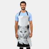 神秘的な白黒のサレムの猫 エプロン (着用した状態)