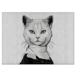 神秘的な白黒のサレムの猫 カッティングボード