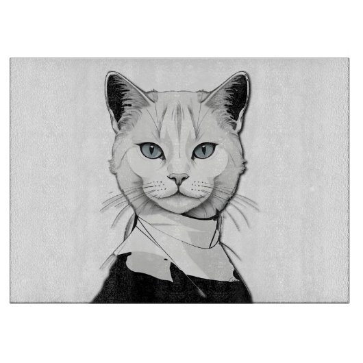 神秘的な白黒のサレムの猫 カッティングボード (正面)