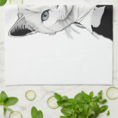 神秘的な白黒のサレムの猫 キッチンタオル (折り畳み)