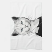 神秘的な白黒のサレムの猫 キッチンタオル (縦)