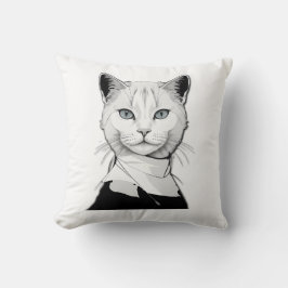 神秘的な白黒のサレムの猫 クッション