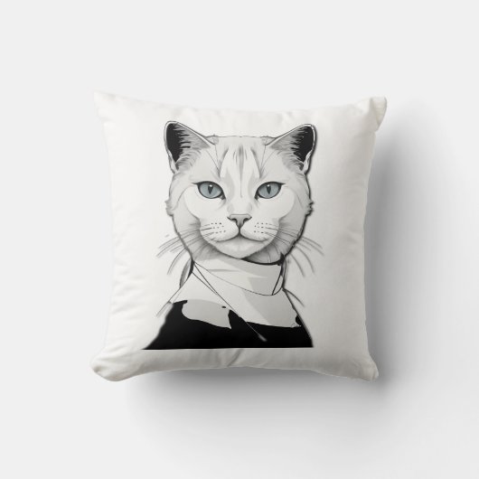 神秘的な白黒のサレムの猫 クッション (正面)