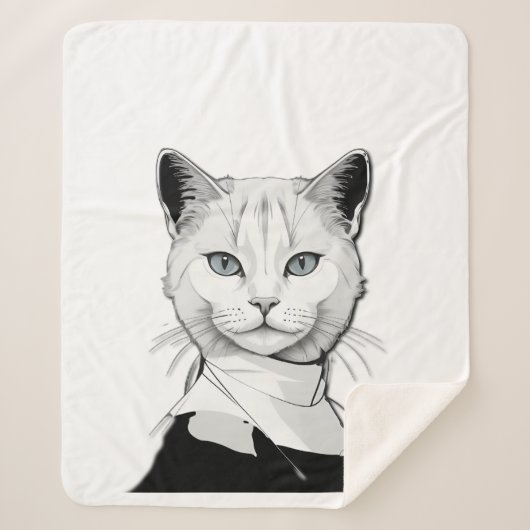 神秘的な白黒のサレムの猫 シェルパブランケット (正面)