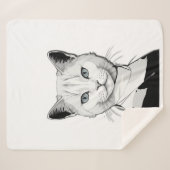 神秘的な白黒のサレムの猫 シェルパブランケット (正面(横))