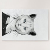 神秘的な白黒のサレムの猫 ジグソーパズル (横)