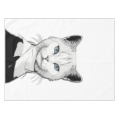 神秘的な白黒のサレムの猫 テーブルクロス (正面(横))