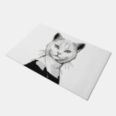 神秘的な白黒のサレムの猫 ドアマット (アングル)