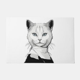 神秘的な白黒のサレムの猫 ドアマット