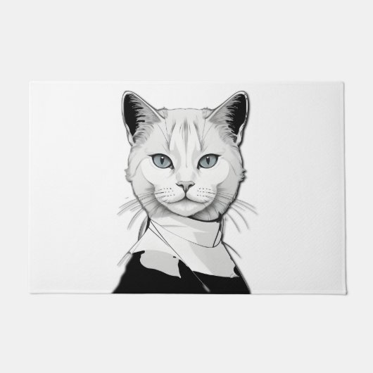 神秘的な白黒のサレムの猫 ドアマット (正面)