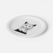 神秘的な白黒のサレムの猫 ペーパープレート (アングル)