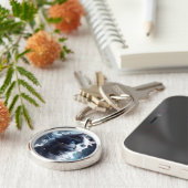 神秘的な白黒の子猫 |水彩猫 キーホルダー (側面)