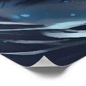 神秘的な白黒の子猫 |水彩猫 ポスター (角)