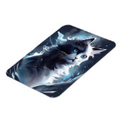 神秘的な白黒の子猫 |水彩猫 マグネット (左側)