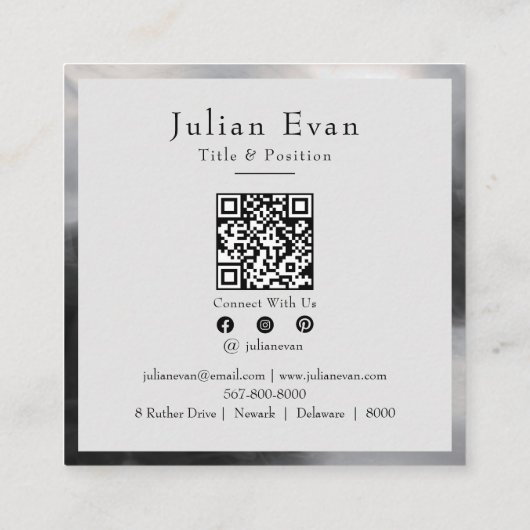 神秘的な白黒インクタトゥーアーティスト スクエア名刺 (裏面)