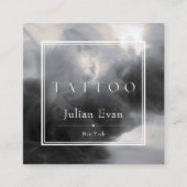 神秘的な白黒インクタトゥーアーティスト スクエア名刺 (正面)