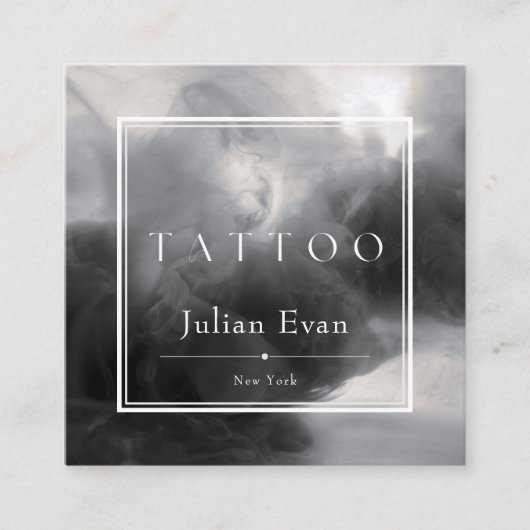 神秘的な白黒インクタトゥーアーティスト スクエア名刺 (正面)