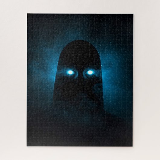 神秘的な目で怖白熱［赤熱］光を放つい黒い存在 ジグソーパズル (縦)