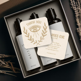 神秘的な目とつる植物エレガントボホオーダーサンキュー スクエア名刺