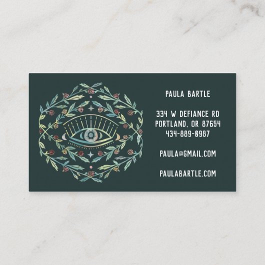 神秘的な目とバラつる植物マジカルボホシック ロイヤリティカード (裏面)