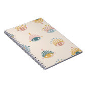 神秘的な目のシームレスなパターン,神秘的な背景,m ノートブック (右側)