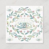 神秘的な目のバラつる植物マジカルボホカラフル スクエア名刺 (正面)