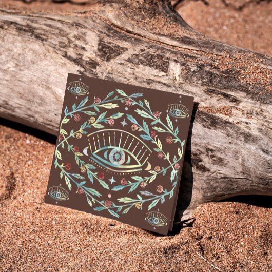 神秘的な目のバラつる植物マジカルボホカラフル スクエア名刺