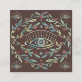 神秘的な目のバラつる植物マジカルボホカラフル スクエア名刺 (正面)