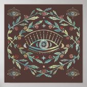 神秘的な目のバラつる植物マジカルボホカラフル ポスター (正面)