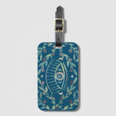 神秘的な目のバラつる植物マジカルボホカラフル ラゲッジタグ (正面縦)